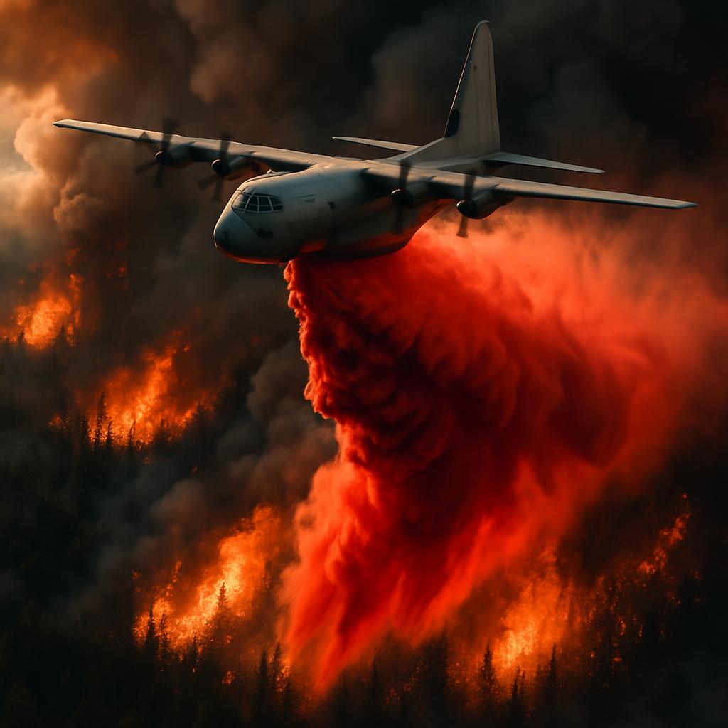 C-130 Aircraft Releasing Fire Retardant